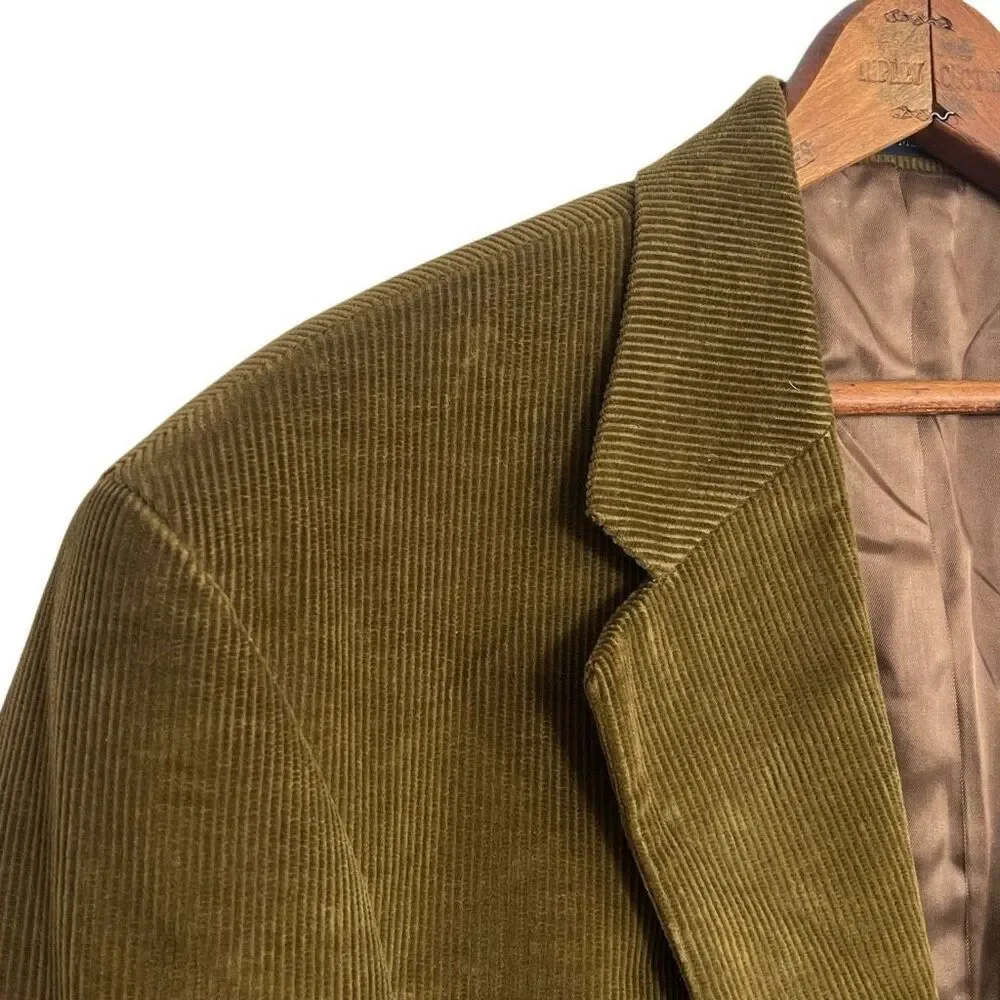 Lands' End Corduroy Notch Lapel Two-Button 100% Cotton‎ Blazer Tan Size 43L